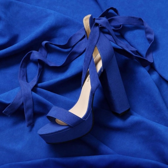 Women Blue Strappy Gladiator Sexy Open Toe High Heels Dressy Pumps Sandals - Picture 7 of 8